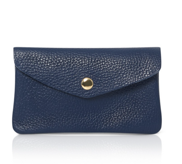 Navy Blue Soft Leather Wide Purse