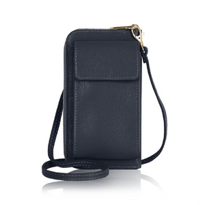 Navy Blue Leather Purse / Phone Crossbody