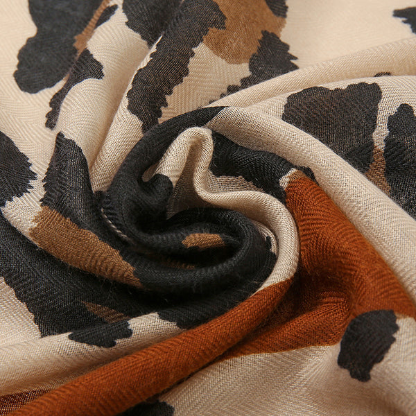 Neutrals and Camel Stripe Leopard Print Scarf