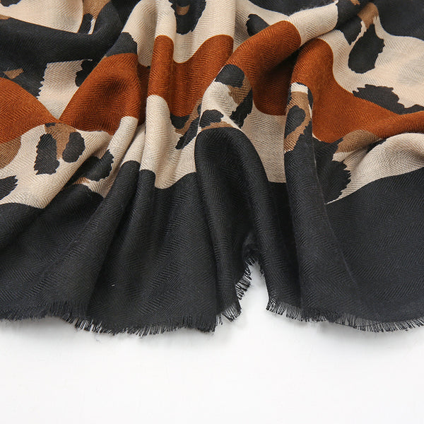 Neutrals and Camel Stripe Leopard Print Scarf