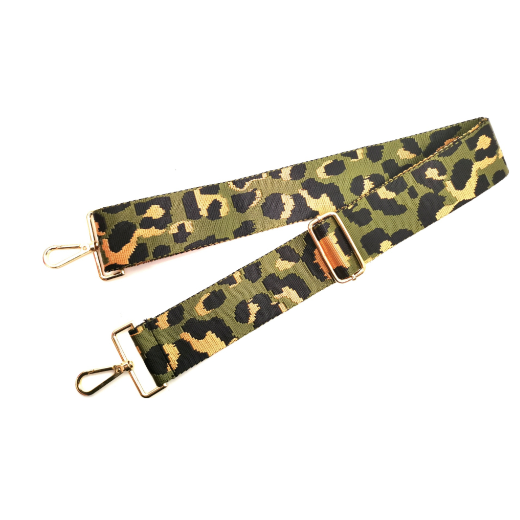 Olive Green Animal Print Bag Strap