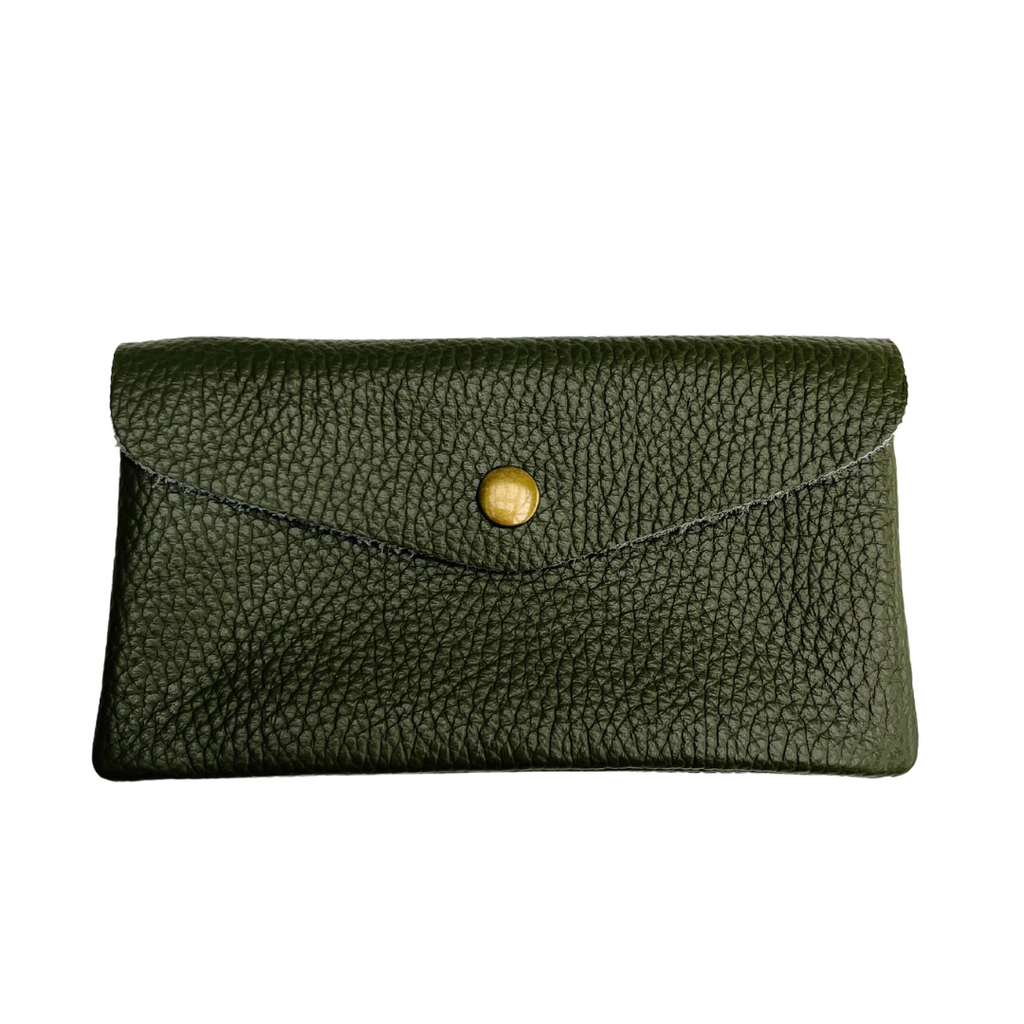 Olive Green Soft Leather Wide Purse Alice s Wonders UK