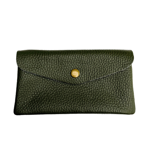 Olive Green Soft Leather Wide Purse