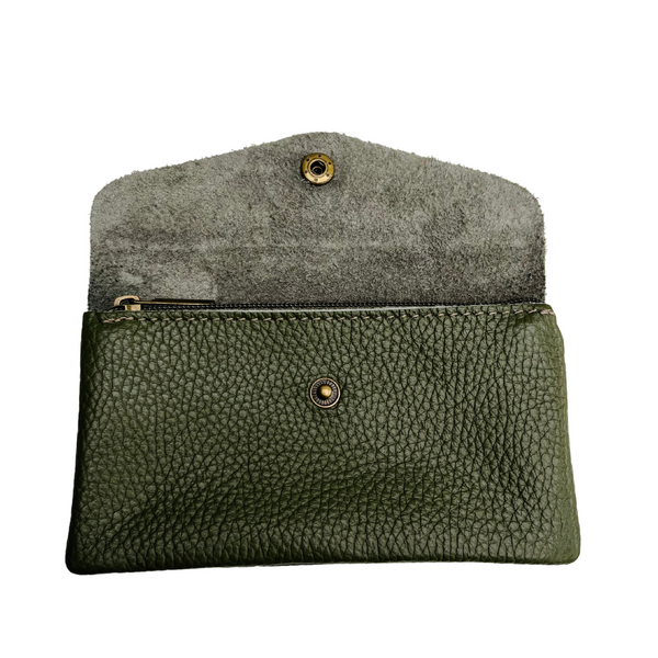 Olive Green Soft Leather Wide Purse