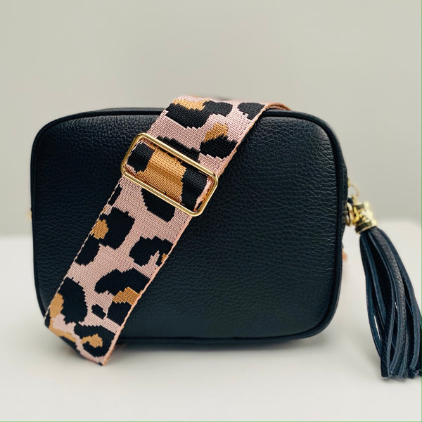 Pink and Camel Animal Print Bag Strap