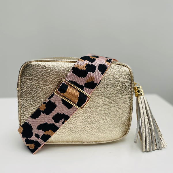 Pink and Camel Animal Print Bag Strap