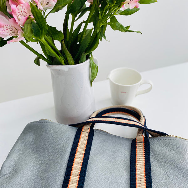 Pale Grey Leather Tote Backpack