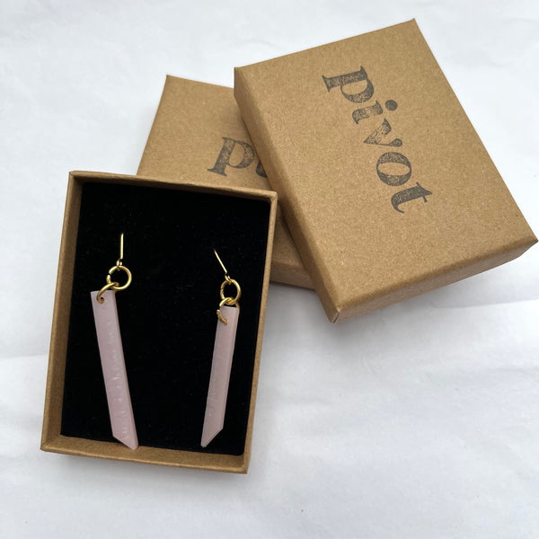 Pink Recycled Acetate Drop Earrings from Made by Pivot