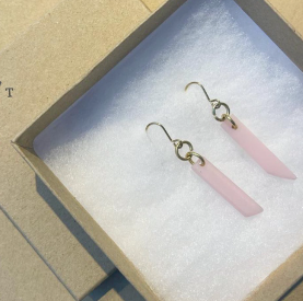 Pink Recycled Acetate Drop Earrings from Made by Pivot