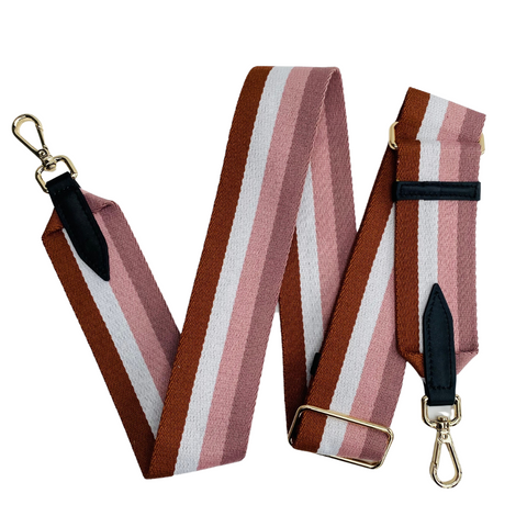 Pinks and Tan Stripe Bag Strap