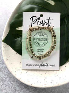 Green and Gold Beaded Cause Bracelet - Plant