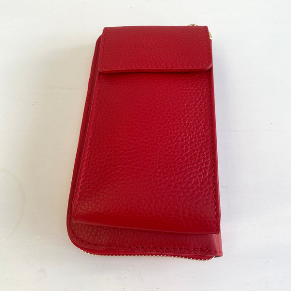Red Leather Purse / Phone Crossbody