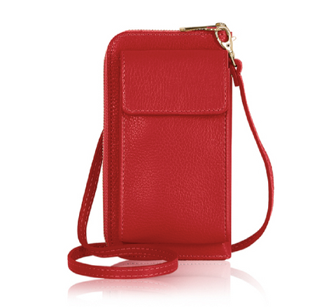 Red Leather Purse / Phone Crossbody