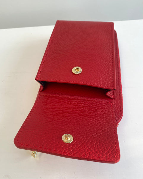 Red Leather Purse / Phone Crossbody
