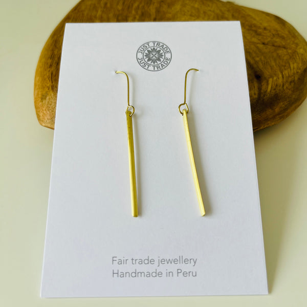 Ruthi Brass Bar Earrings Just Trade