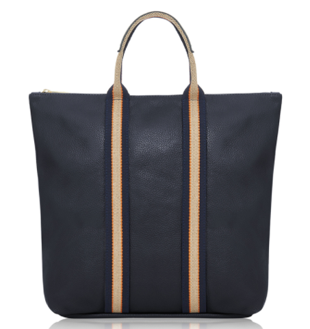 Navy Leather Tote Backpack