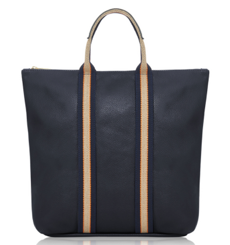 Navy Leather Tote Backpack