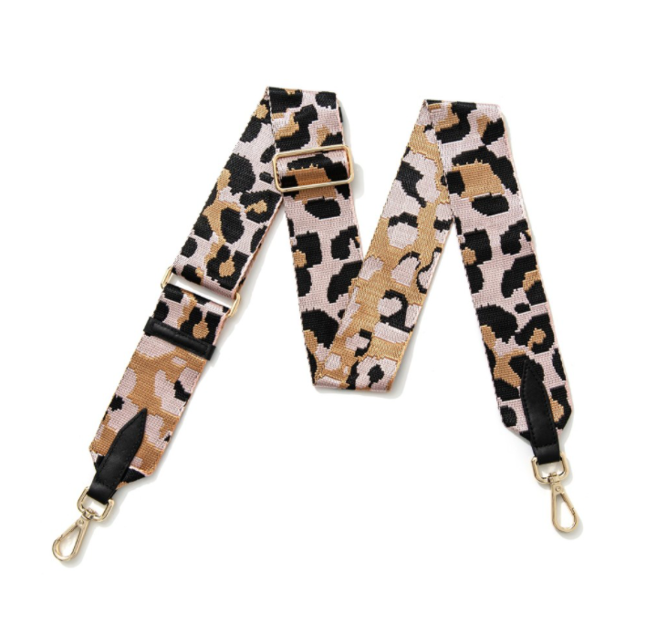 Pink and Camel Animal Print Bag Strap