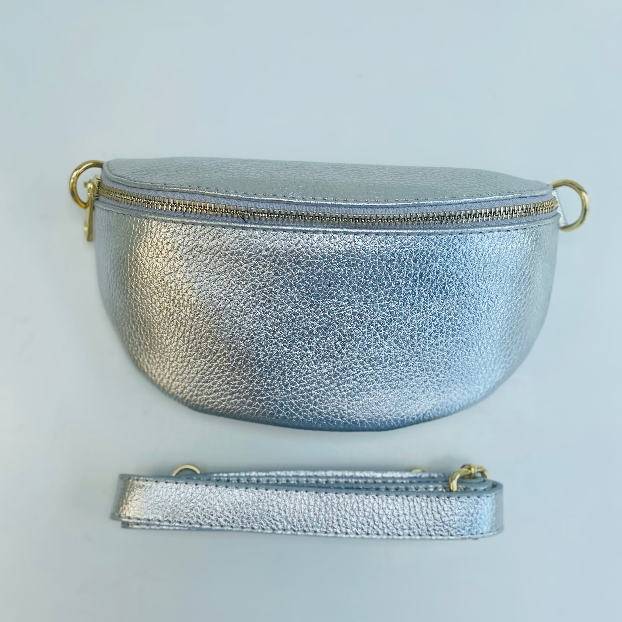 Silver Leather Waist Crossbody Bag Alice s Wonders UK