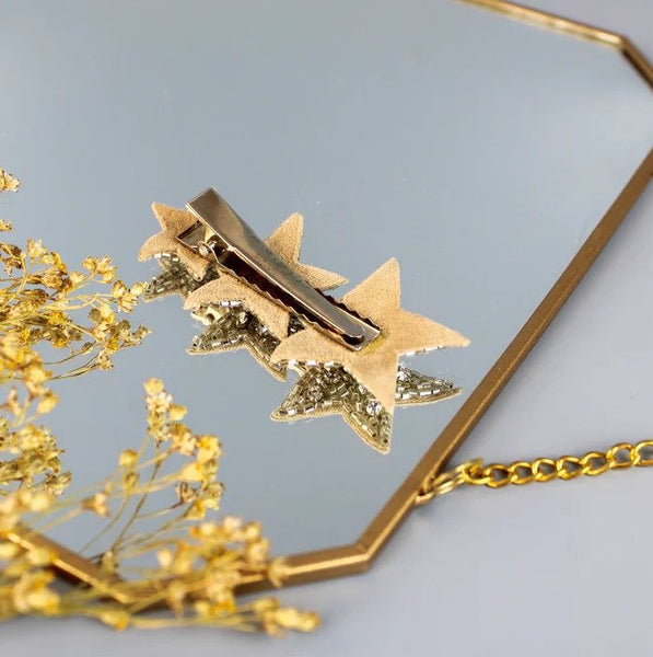 Silver Star Beaded Hair Clip