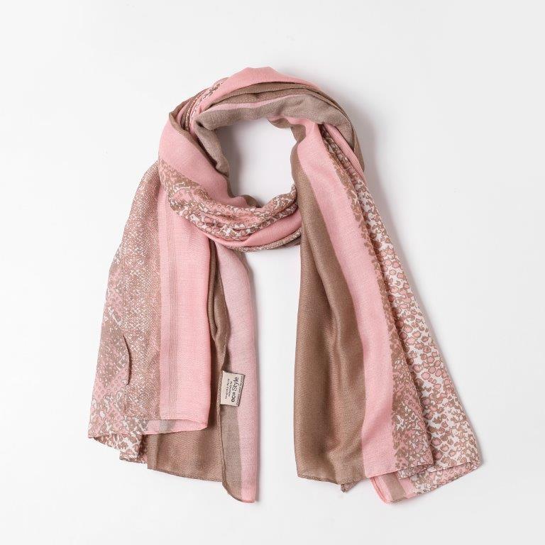 Sophie Pale Pink Snakeskin Block Print Scarf Repreve Fabric