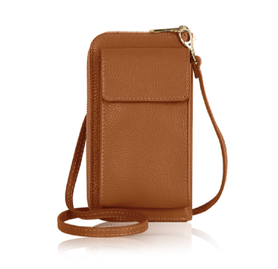 Tan Leather Purse Phone Crossbody Alice s Wonders UK