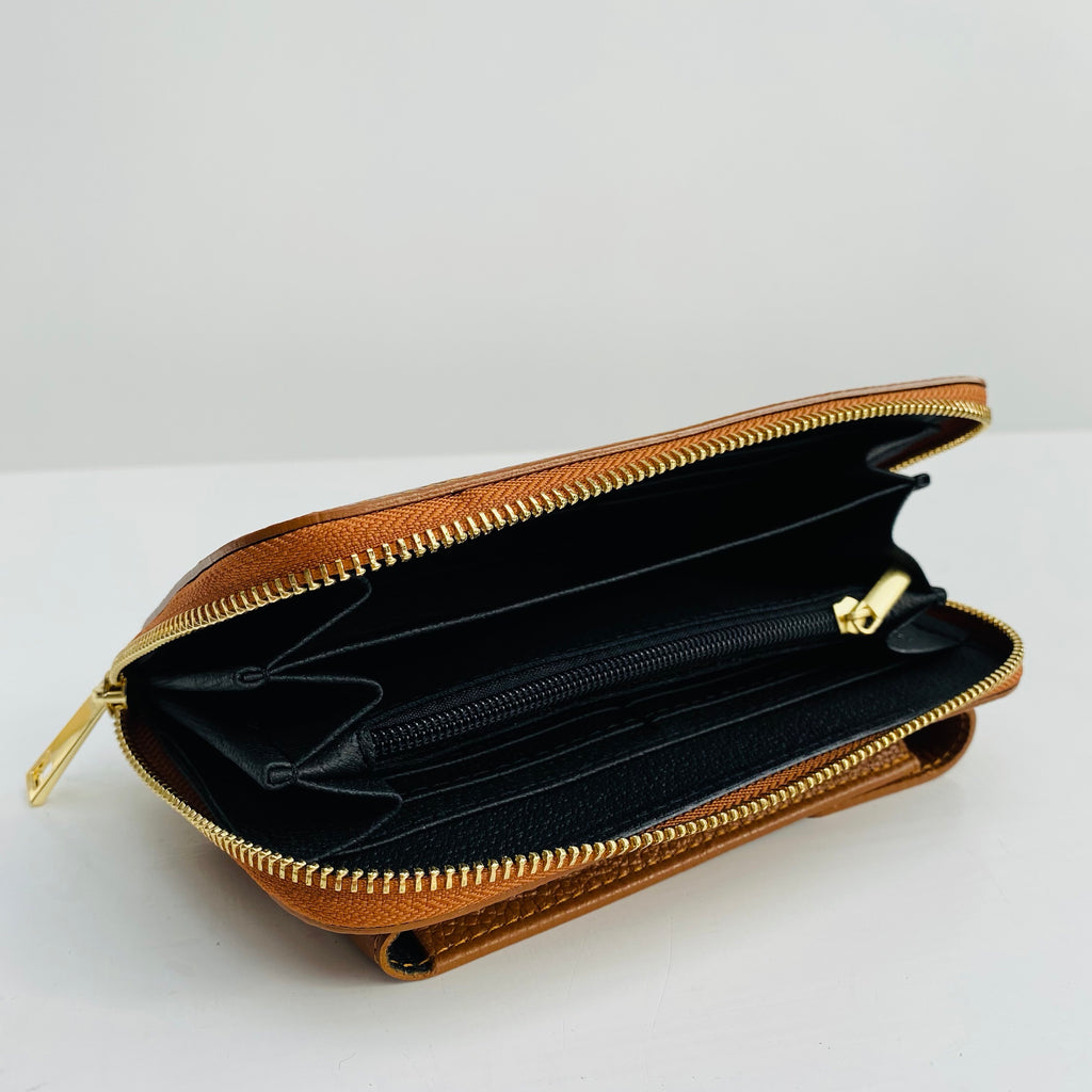 Tan Leather Purse Phone Crossbody Alice s Wonders UK