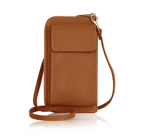 Tan Leather Purse / Phone Crossbody