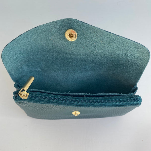 Teal Soft Leather Wide Purse