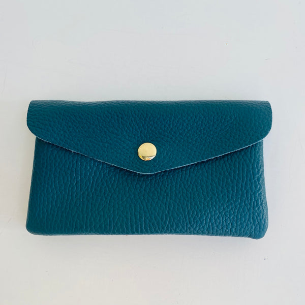 Teal Soft Leather Wide Purse