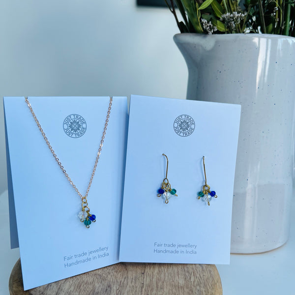 Temple Bead Earrings in Sea Green
