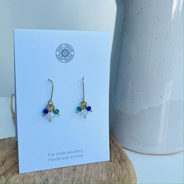 Temple Bead Earrings in Sea Green