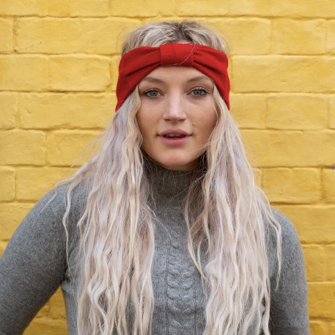 Turtle Doves Recycled Red Cashmere Headband