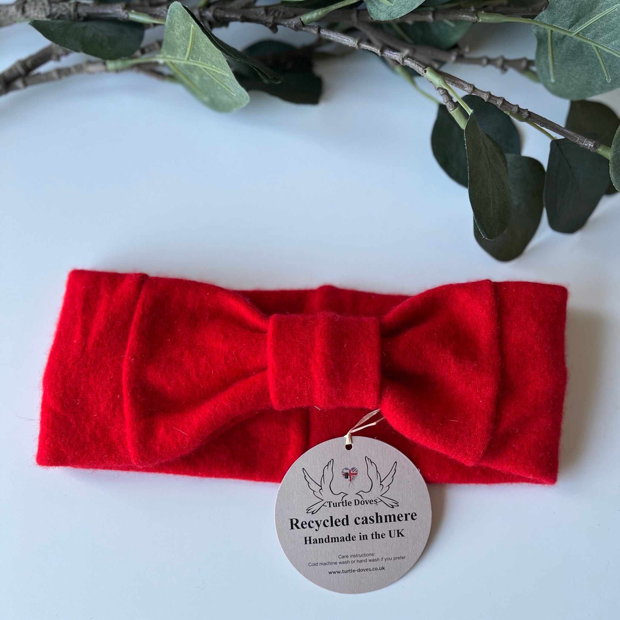 Turtle Doves Recycled Cashmere Headband Red