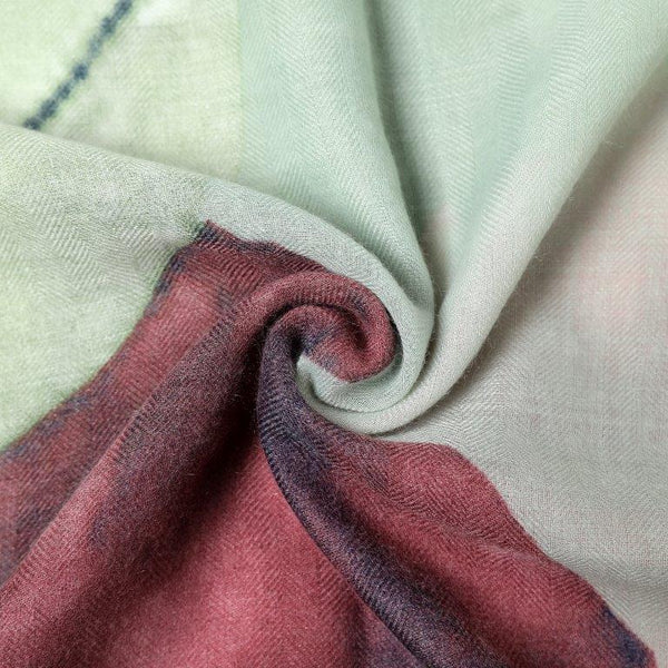 Apple Green Watercolour Floral Scarf