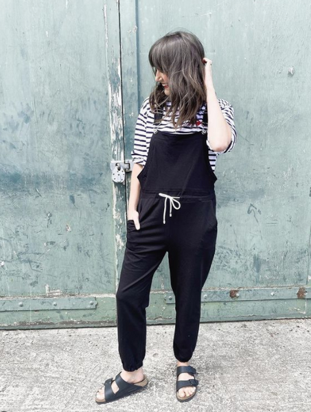 Triple Heart Embroidered Breton Tee - White/Navy worn by What Shelley Loves