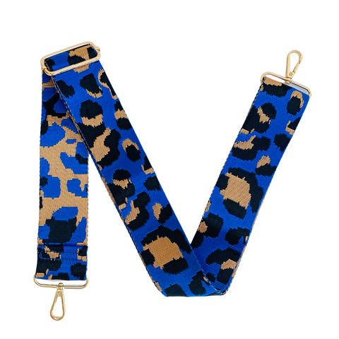 Cobalt and Black Animal Print Bag Strap
