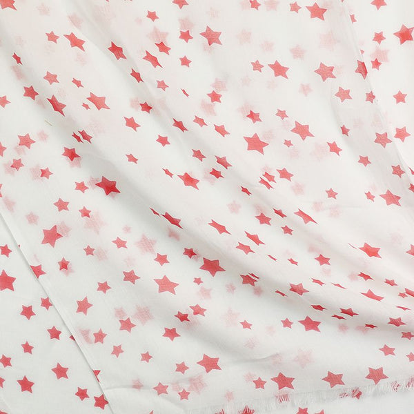 Coral Pink and White Star Summer Scarf from POM Peace of Mind