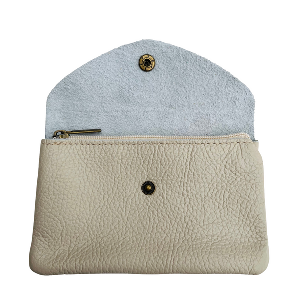 Cream Soft Leather Wide Purse