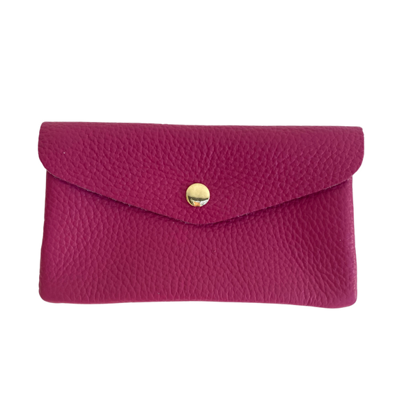 Fuchsia Pink Soft Leather Wide Purse