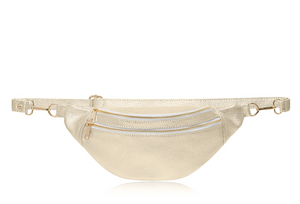 Gold Leather Double Zip Waist Bag