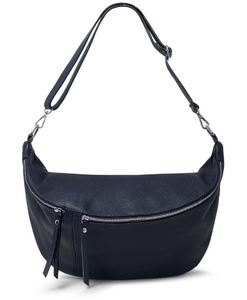Navy Blue Leather XL Waist Bag