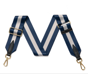 Navy and Pale Grey Stripe Bag Strap