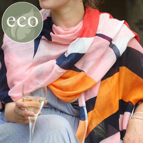 Red, Pink and Navy Wavy Stripe Scarf Peace of Mind (POM)