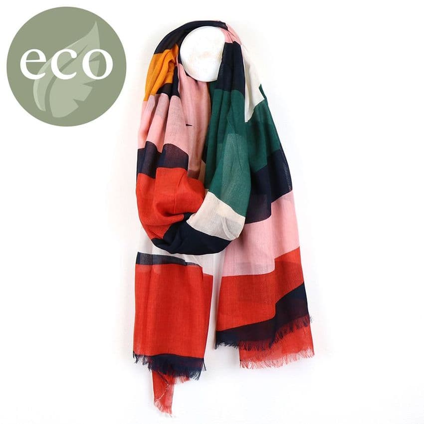 Red, Pink and Navy Wavy Stripe Scarf Peace of Mind (POM)