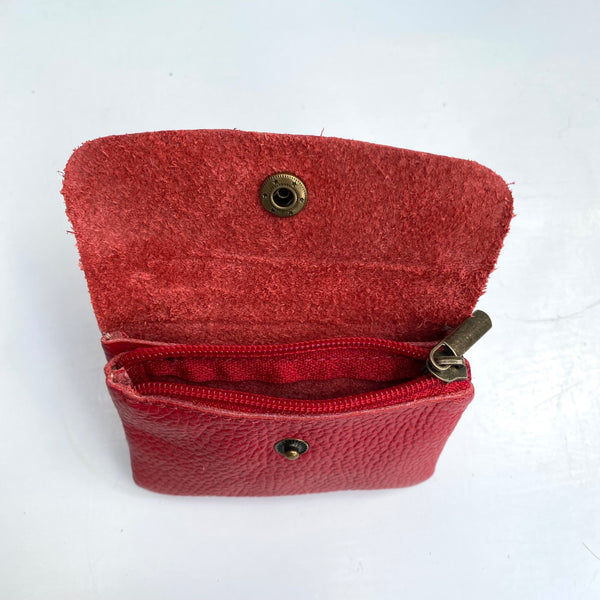 red Soft Leather Small Purse