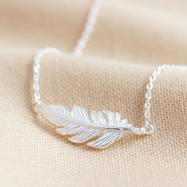 Silver Feather Necklace Lisa Angel at Alice's Wonders