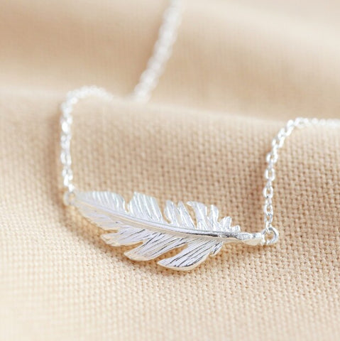 Silver Feather Necklace Lisa Angel at Alice's Wonders