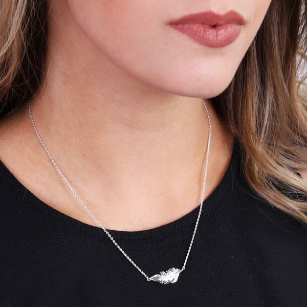 Silver Feather Necklace Lisa Angel at Alice's Wonders