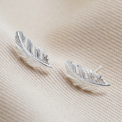 Silver Feather Stud Earrings from Lisa Angel at Alice's Wonders